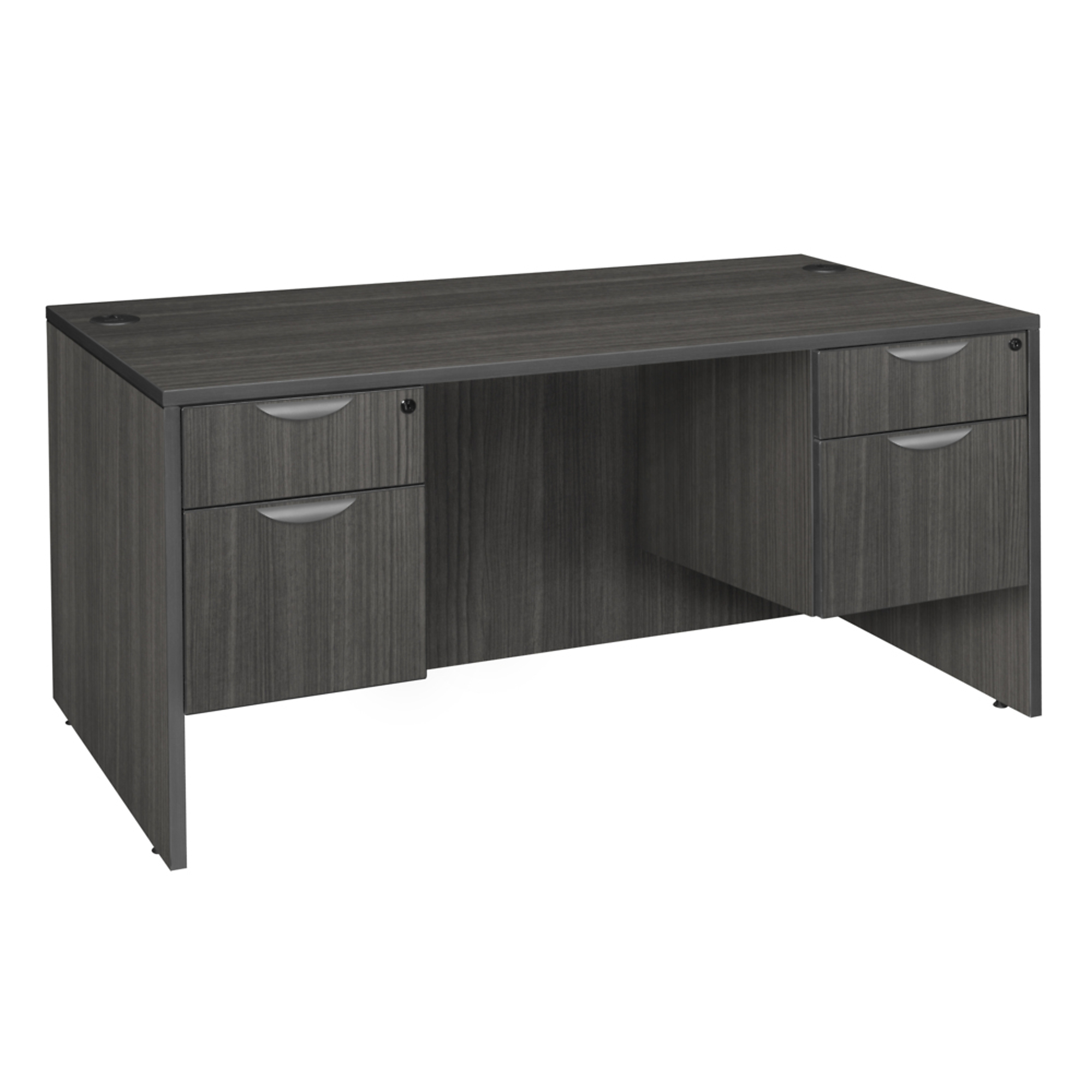 Regency Legacy Office Desk with Double Pedestal Drawer Unit — 66in. x 30in., Ash Grey, Lockable Drawers, Model# LDP6630AG